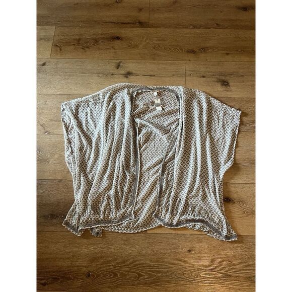 Anthropologie Andersen & Lauth Beaded Kimono One Size Geometric Print Gray Boho - Picture 1 of 3